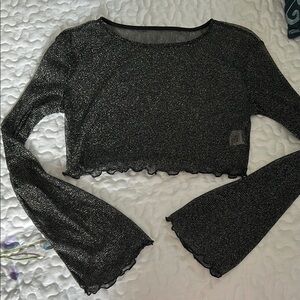 Black Glitter Crop Top